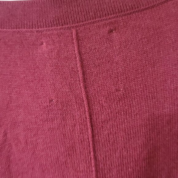 Lucky Brand Womens V-Neck Sweater S Red Cotton/Cashmere Oversized Cloud Soft - Picture 6 of 11